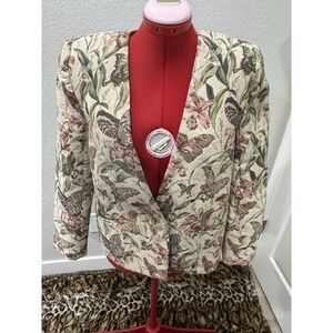 Stepmarie Queller Butterfly Floral Tapestry Jacket Womens 6 Vintage USA
